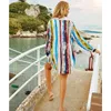 Sexy Bikini Cover-Ups Cotton Tunika Boho Drukowane Letnie Plaża Topy Eleganckie Kobiety Plus Size Wear Swim Siatek Cover Up Q1120 210420