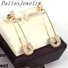 5Pairs Safety Pin Gold Piercing Cubic Zirconia Dangle Woman Pendientes 2021 Charm Earrings