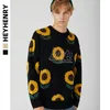 Męskie swetry parę bf luźne kwiat słonecznika w stylu hongkongu sweter i kobiety jesienne zima 2022 ins moda męska
