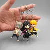 Anime Dämon Slayer Schlüsselbund Nette Brinco Klinge Von Ghost PVC Schlüssel Kette Kamado Tanjirou Cosplay Pompom Yaiba Schlüsselring Anhänger G1019