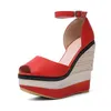 Peep Toe sandales compensées femmes talons hauts plate-forme décontractée chaussures d'été dames confortables
