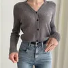 Pull col en v automne simple boutonnage Cardigan femmes solide femmes veste Slim tricots Femme mode 11120 210510