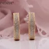 Pataya 585 Rose Gold Micro Wax Inlay Natural Cyrkon Długie Dangle Dangle Kolczyki Kobiety Wedding Party Extreme Luxury Cute Jewelry