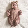 生まれた幼児幼児レインボーロンパーのための男の子の服のファッション衣装衣装韓国のonesie女の子服冬210529