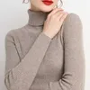 Abrini donna maglione dolcevita invernale caldo solido termico sottile pullover lavorato a maglia manica lunga casual autunno 210922