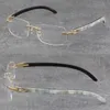 solglasögon kvalitet vit inuti svart buffel horn ram man kvinna optisk original trä glasögon 18k guld ramglasögon rimlösa