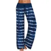 Pantalons pour femmes Bas Floral Stripe Imprimé Lâche Long Pantalon De Pyjama Femme Pantalon Stretch Cordon Plus La Taille Pantalon Décontracté 210712