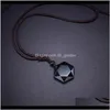 & Pendants Drop Delivery 2021 Hexagon Obsidian Blue Goldstone Pendant Necklace For Women Girls Six-Pointed Star Rope Braided Chain Necklaces