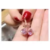 Rose Diamond for Women Fashion Pink Topaz Gemstone Bizuteria 14K Gold Garnet Drop Earring Orecchini Girls4834521