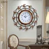 Américain créatif muet mode lumière luxe art rétro maison chambre décoration salon horloge murale 210414