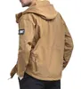 Ejército Tiburón Piel Soft Shell Ropa Táctica A prueba de viento Chaqueta impermeable Hombres Vuelo Piloto Capucha Abrigo Militar Campo Bomber Chaqueta 211110