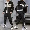 Men's Tracksuit Man Two Piece Set Sweatsuit Polyester Overalls Leisure Suit Hooded Jackets And Hip Hop Harlan Pants 210917