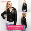 Aelegantmis Classique Noir PU Veste En Cuir Femmes Cool Slim Court Moto Vestes Dames Automne Manteau De Base Rue Survêtement 210607