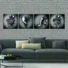 Dipinti 4 pezzi Love Heart Effetto 3D Wall Art Astratta Figura in metallo Statua Art Canvas Painting 19 7 pollici Modern Home Decor181K