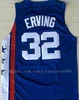 Mens Basketballtröja 2 Moses Malone 6 Julius Erving Jersey Blue Red White 32 Julius Erving 13 Wilt Chamberlain Stitched Size S-2XL