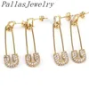 5Pairs Safety Pin Gold Piercing Cubic Zirconia Dangle Woman Pendientes 2021 Charm Earrings