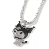 Hip Hop glacé petit diable dessin animé pendentif collier plaqué or blanc Micro pavé Zircon Bling bijoux pour hommes femmes