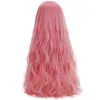 Syntetiska peruker fri skönhet lång vågig rosa, röd ,, blå hår med smäll för kvinnor lolita cosplay kostym fest halloween