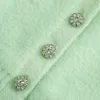 Повседневная женщина V-образным вырезом алмазные кнопки вязаные кардиганские весенние моды дамы светло-зеленый мягкий трикотаж гриль сладкие свитеры 210515