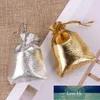 Confezione regalo Borsa bomboniera con coulisse Sacchetti di caramelle Borsa in organza di stoffa lamina metallica 4 dimensioni Borsa per imballaggio gioielli oro / argento1