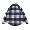 Designer Brodé Lettre Laine Bleu Plaid Causal Chemises Hommes Chemise High Street Outwear Haute Qualité