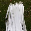 50PiecesLotStyle A white ribbon wedding wands with silver bell Wedding Ribbon Stickribbon Twirling Streamers 2111053963702