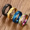 Bröllopsringar kvinnor 4 färger mode 6mm band ring kvalitet rostfritt stål med guld/svart/blå/multicolor pläterad engagemang