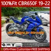 Carrosserie d'injection pour HONDA CBR-650F CBR650 F CBR 650F 19-22 ans Carénages 110No.118 CBR-650 650CC CBR650F 19 20 21 22 Noir plat CBR 650 CC 2019 2020 2021 2022 Corps OEM