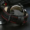 WWOOR Sports Waterproof Leather Watches Mens Luxury Gold Cool 3D Skull Men Quartz Wrist Watch Fashion Big Dial Reloj Hombre 210527