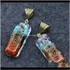 Rock Quartz retro reiki leczenie kolorowe chipsy kamienna naturalna czakra orgone energetyczne wisid Naszyjnik wahadło Amulet Orgonite Kryształ Qy 9pbge