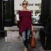 Dames Blouses Shirts Herfst Slash Neck Blouse Plus Size Lang Shirt 2021 Off Shoulder Tops Voor Vrouwen Onregelmatige Kimono Zoom Cape Koreaanse Clo