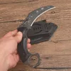 Specialerbjudande Karambit Kniv Aus-8a Korrosionsmönster Blade Full Tang Svart G10 Handtag Fasta Blad Klaw Knivar med KYDEX