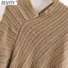 Kvinnor Mode Hem Tassel Virket Stickad Sjal Sweater Kvinna Patchwork Pullovers Chic Hollow Out Cloak Tops S531 210416