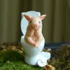 Everyday Collection Miniature Animal Figurines Mouse Pig Bunny Frog on Toilet Desktop Decoration Funny Gifts 210727