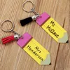 Party Favor Monogram Nauczyciele Dzień Akrylowe Ołówek Personalizuj Cute Prezent Brelok Keyring A217215