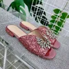 Top Quality Fashion Women Sandals Genuine Leather Slippers crystal buckle Summer Flat Stylist Slides Ladies Beach Sandal Party Wedding Slipper flip flops With Box