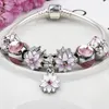 Bracciale con fili di magnolia Braccialetti con accessori per ciondoli in argento 925 Braccialetti con ciondolo a forma di fiore di pesco Fili di braccialettiMagnoliaeflora come regalo Gioielli da sposa fai da te