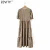 Zevity Women Vintage O Neck Puff Sleeve Leopard Print Casual Straight Midi Klänning Kvinna Plätera Kimono Vestido Chic Dresses DS5081 210603