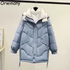 Orwindny Women Winter Jacket Thicken Warm Student Long Coat Hooded Solid Snow Wear Parkas Female Plus Size S-3XL 211013