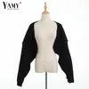 Sexy bijgesneden vest gebreide korte truien voor vrouwen mode schattige tops Koreaanse stijl lange mouw top Batwing 211011