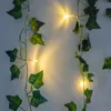 Decorazioni natalizie Simulazione di luci a stringa a LED Foglia verde Pianta rampicante in rattan Matrimonio del Ringraziamento Scatola batteria USB luce decorativa