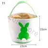 Geschenkomschakeling 11pcs/lot Easter Tote Bag 10 Styles Canvas Tail Bucket Bags Kids Basket