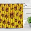Rideaux de douche Floral tournesol rideau ensemble fleurs jaunes peinture à l'huile 3D impression étanche décor à la maison Polyester salle de bain