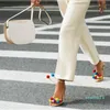 샌들 오픈 발가락 발목 레이스 다채로운 여성 신발 장식 된 라피아 샌들 EST 고품질