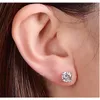 Natural Moissanite Stud Earrings For Women Men 4 Prong Setting Pure Silver Round D Color VVS Platinum Plated234m