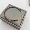 Faceted Färgglada Tourmaline Delikat Justerbara 14K Guldfyllda Naturliga Stones Pulsera Mujer Unika Kvinnor Boho Armband