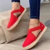 Sandálias de plataforma listrada de verão cunhas sapatos para as mulheres cânhamo corda fundo mulheres espadrilles hews slip na lona pescador y0721