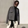 Autumn Winter Korea Fashion Women Loose Short Jacket Thicken Plaid Woolen Coats Double Pocket Cardigan Vintage Coat S218 211014