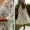 Women's Swimwear See-through Mulheres Lace Kimono Beach Bluses Mulher Cardigan Cobertura para cima Wrap Long Blouse 2021 Chegada