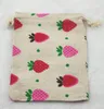 Cadeau cadeau 10x14cm fraise vintage coton toile de jute jute faveur sacs de bonbons pochettes de fête de mariage